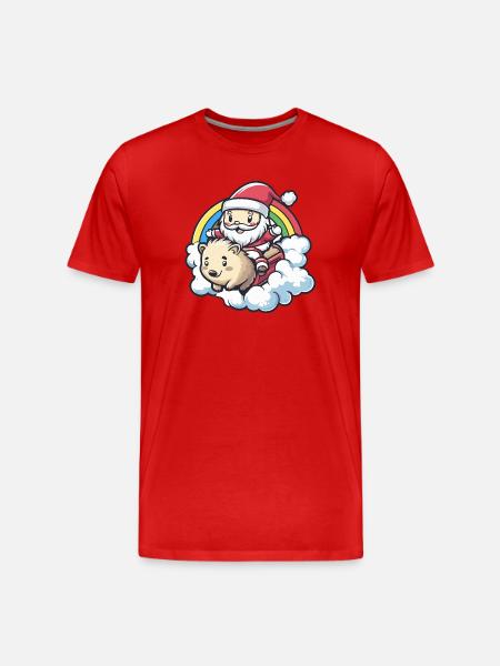 Hedgehog Santa Claus Christmas - Men's Premium Organic T-Shirt - red