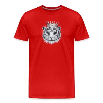 White Tiger with Crown – Elegant Big Cat - Men's Premium Organic T-Shirt - red - Front - Damien (186cm)