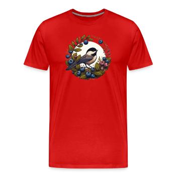 Couronne de myrtille Mésange - T-shirt bio Premium Homme - rouge - Devant - Damien (186cm)