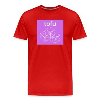 Croquis de cube de tofu sur fond violet - T-shirt bio Premium Homme - rouge - Devant - Damien (186cm)
