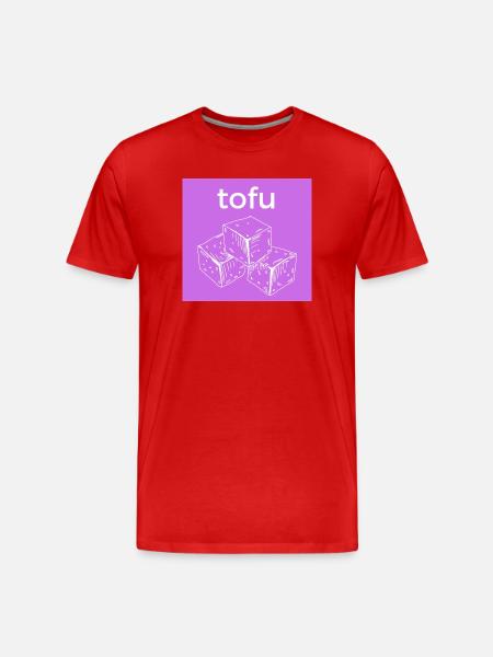 Tofu cube sketch on purple background - Men's Premium Organic T-Shirt - red