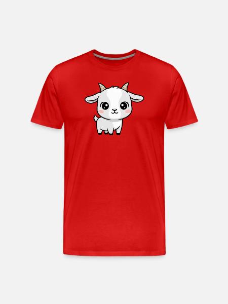 Weiße Ziege Kawaii Plüschtier - Männer Premium Bio T-Shirt - Rot
