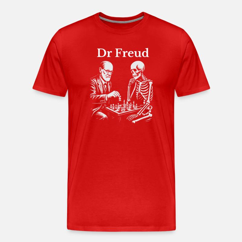 Duel d’échecs Freud avec squelette - T-shirt bio Premium Homme - rouge
