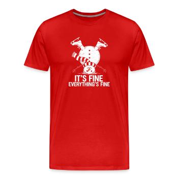 Upside-Down Snowman Saying - Men's Premium Organic T-Shirt - red - Front - Damien (186cm)