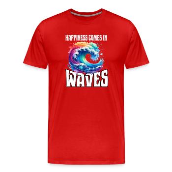 Happiness Comes In Waves - Männer Premium Bio T-Shirt - Rot - Vorne - Damien (186cm)