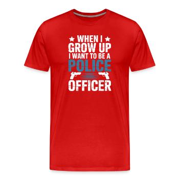 Wenn ich groß bin - Police Officer Design - Männer Premium Bio T-Shirt - Rot - Vorne - Damien (186cm)