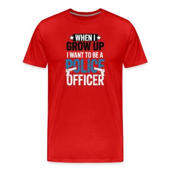 When I grow up - Police Officer Design - Men's Premium Organic T-Shirt - red - Front - Damien (186cm)