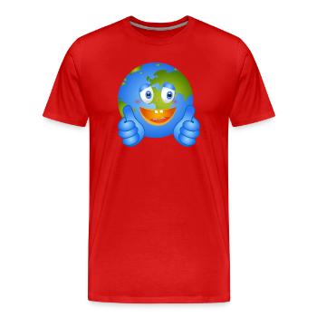 Terre heureuse avec le pouce levé - Style BD - T-shirt bio Premium Homme - rouge - Devant - Damien (186cm)