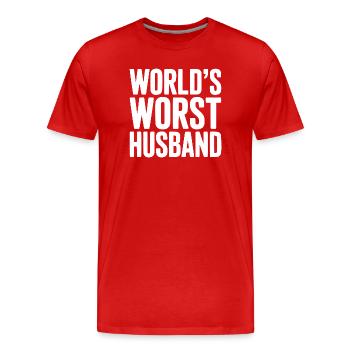 Le pire mari du monde - T-shirt bio Premium Homme - rouge - Devant - Damien (186cm)
