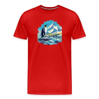 Pingouins Pingouin - T-shirt bio Premium Homme - rouge - Devant - Damien (186cm)