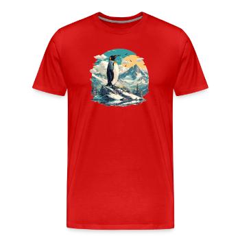 Pinguine Pinguin - Männer Premium Bio T-Shirt - Rot - Vorne - Damien (186cm)