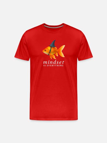 Mindset Goldfish with Helmet, Motivational Saying - Men's Premium Organic T-Shirt - red