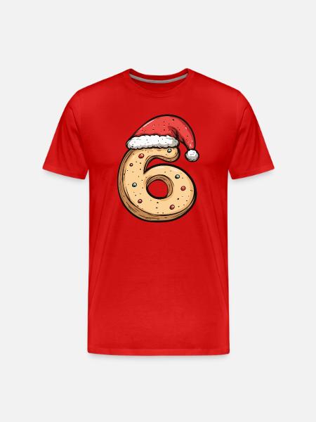 6 Number Cookie Christmas - Men's Premium Organic T-Shirt - red