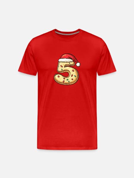 5 Number Cookie Christmas - Men's Premium Organic T-Shirt - red