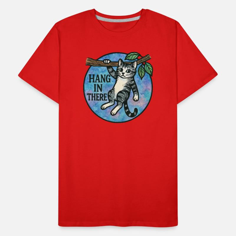 Hang In There Katzen-Patch Männer Premium Bio T-Shirt