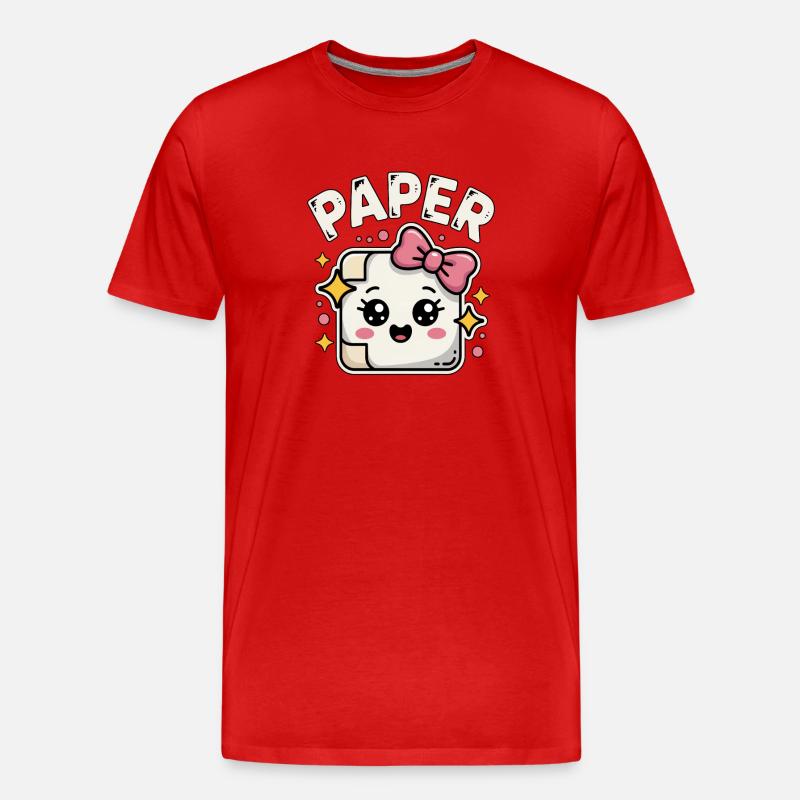 Schere Stein Papier Kawaii Paper - Männer Premium Bio T-Shirt - Rot