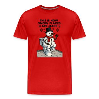 bonhomme de neige sur les toilettes dessin animé drôle - T-shirt bio Premium Homme - rouge - Devant - Damien (186cm)