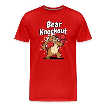 Boxe Ours KO - T-shirt bio Premium Homme - rouge - Devant - Damien (186cm)