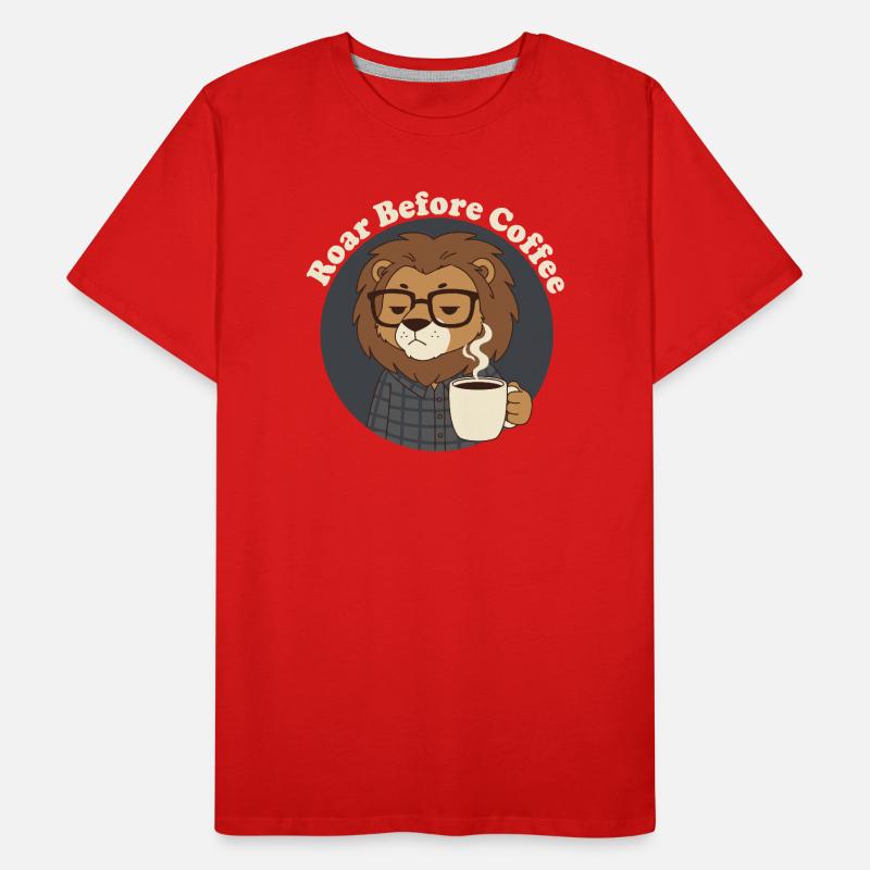 Not Before Coffee Löwe mit Kaffee Männer Premium Bio T-Shirt