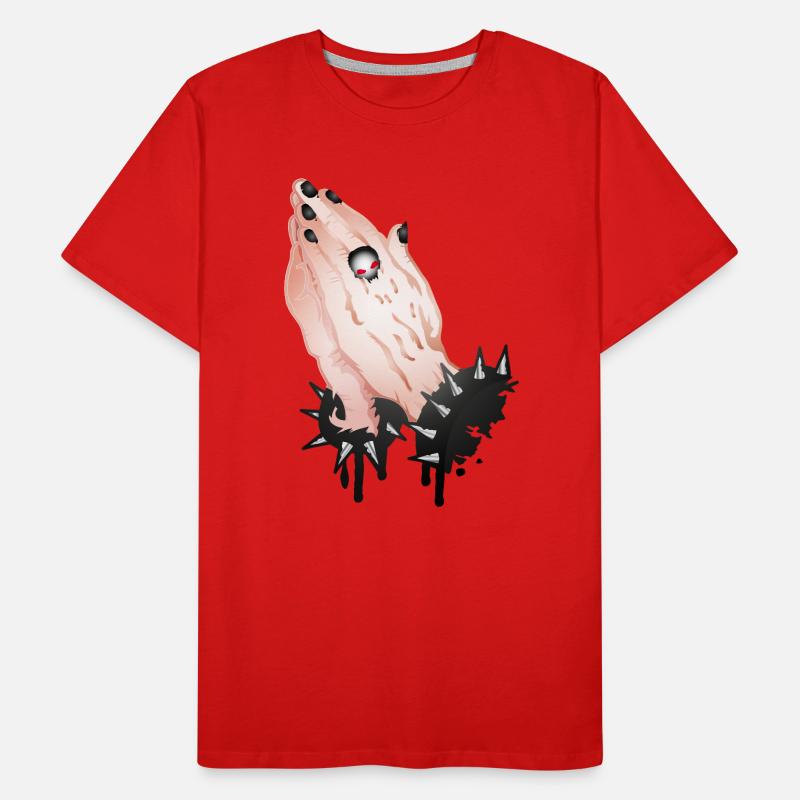 Gothic Praying Hands with Skull Ring Men's Premium Organic T-Shirt