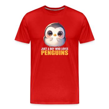 Pingouins Pingouin - T-shirt bio Premium Homme - rouge - Devant - Damien (186cm)