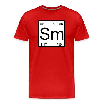 Samarium Periodische Blockgrafik - Männer Premium Bio T-Shirt - Rot - Vorne - Damien (186cm)