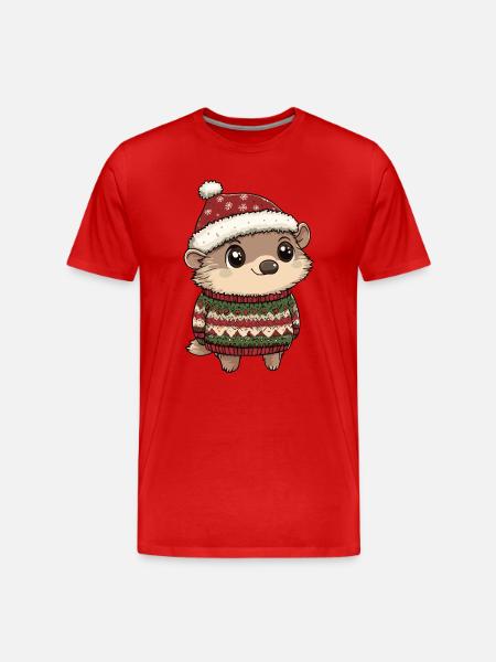 Noël hérisson - T-shirt bio Premium Homme - rouge