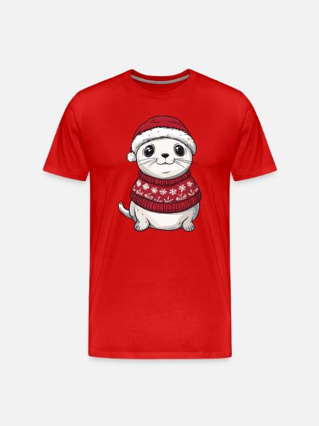Noël de l’animal du phoque - T-shirt bio Premium Homme - rouge