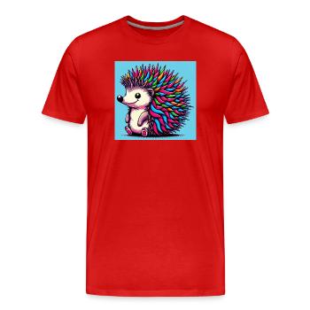 hedgehog - Men's Premium Organic T-Shirt - red - Front - Damien (186cm)