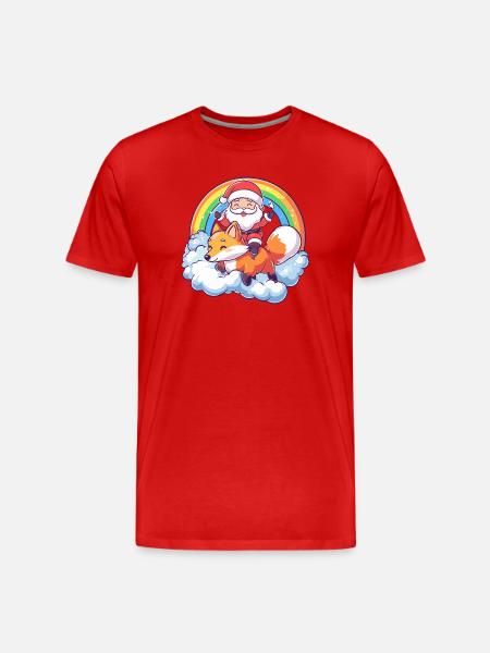 Fox Santa Claus Christmas - Men's Premium Organic T-Shirt - red