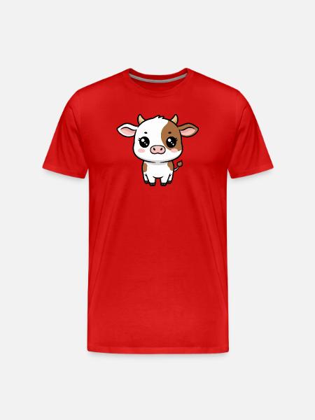 Little Cute Cow Kawaii - Men's Premium Organic T-Shirt - red