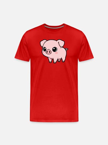 Cochon Kawaii Mignon - T-shirt bio Premium Homme - rouge