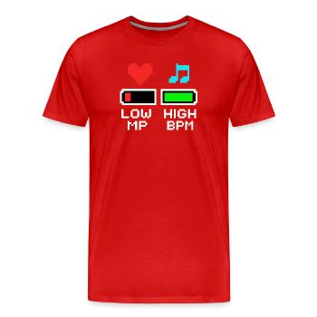 NIEDRIGE MP HOHE BPM Pixel Art Gaming Musik - Männer Premium Bio T-Shirt - Rot - Vorne - Damien (186cm)