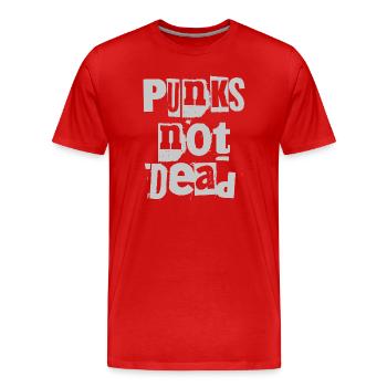 Punks Not Dead Grunge Typography - Men's Premium Organic T-Shirt - red - Front - Damien (186cm)