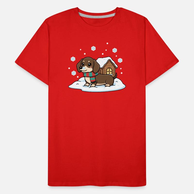 Teckel dans la neige T-shirt bio Premium Homme