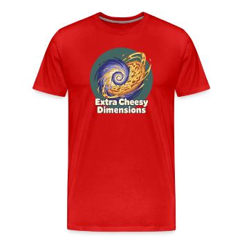 Extra Cheesy Dimensions Pizza - Männer Premium Bio T-Shirt - Rot - Vorne - Damien (186cm)