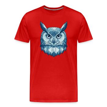 Polygon Style Geometric Owls Blue - Men's Premium Organic T-Shirt - red - Front - Damien (186cm)