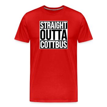 Directement tiré de Cottbus Typo-Design - T-shirt bio Premium Homme - rouge - Devant - Damien (186cm)