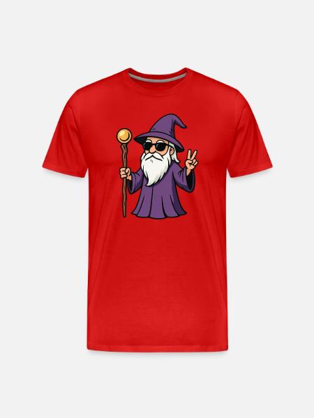 Violet Wizard Peace Sign - Men's Premium Organic T-Shirt - red