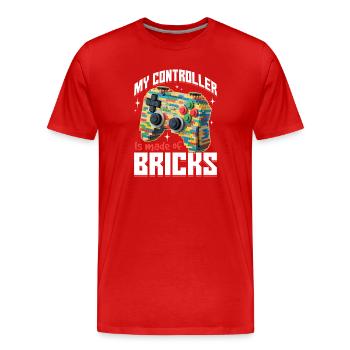 Building Blocks Gamer Gaming Brick Builder - Men's Premium Organic T-Shirt - red - Front - Damien (186cm)