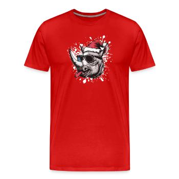 Nashorn Weihnachten Lustig - Männer Premium Bio T-Shirt - Rot - Vorne - Damien (186cm)