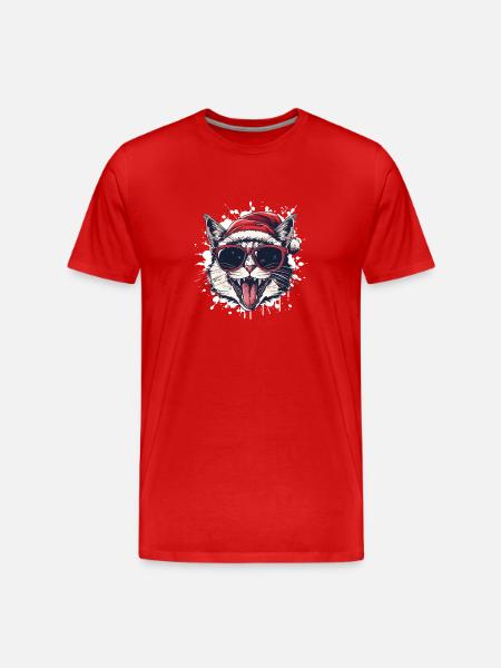 Cat Christmas Funny - Men's Premium Organic T-Shirt - red