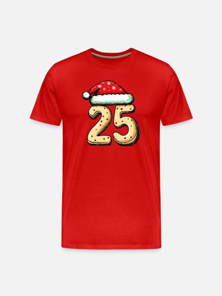 25 Number Biscuit Christmas - Men's Premium Organic T-Shirt - red
