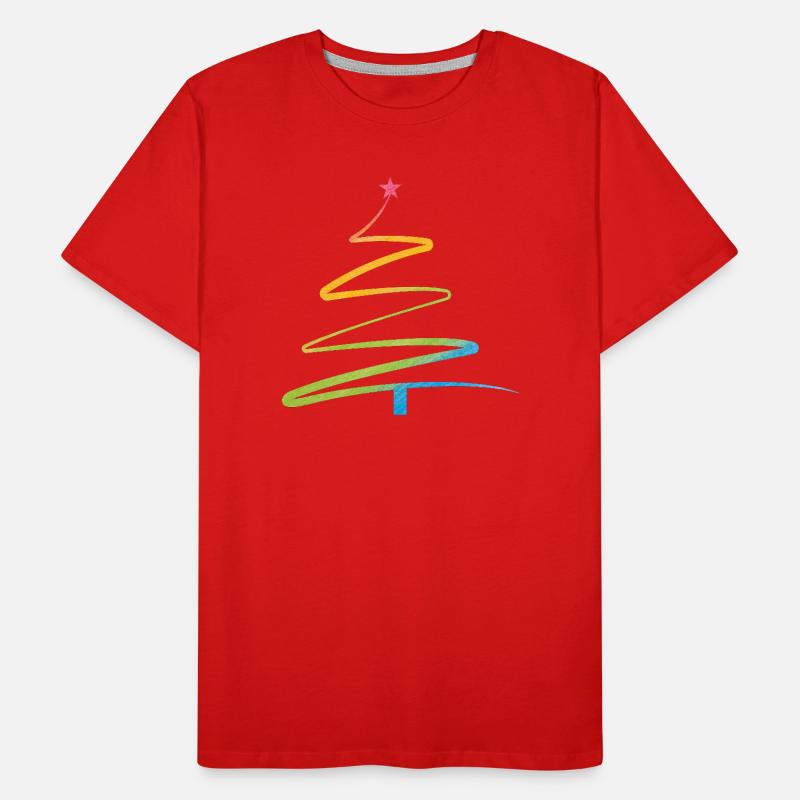 Rainbow Spiral Christmas Tree Men's Premium Organic T-Shirt