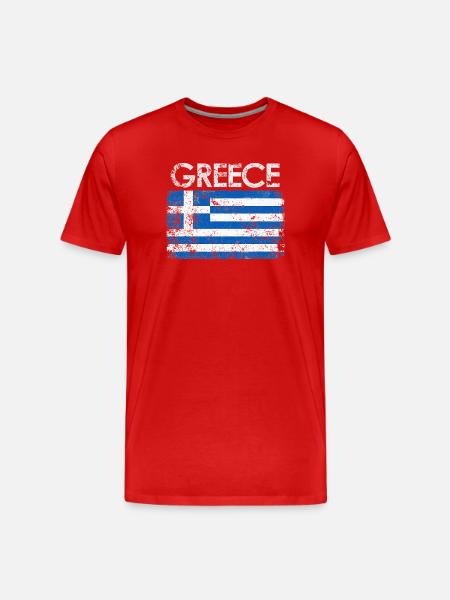 Distressed Greece Flag Graphic - Men's Premium Organic T-Shirt - red