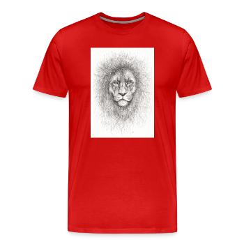 Lion très sérieux - T-shirt bio Premium Homme - rouge - Devant - Damien (186cm)
