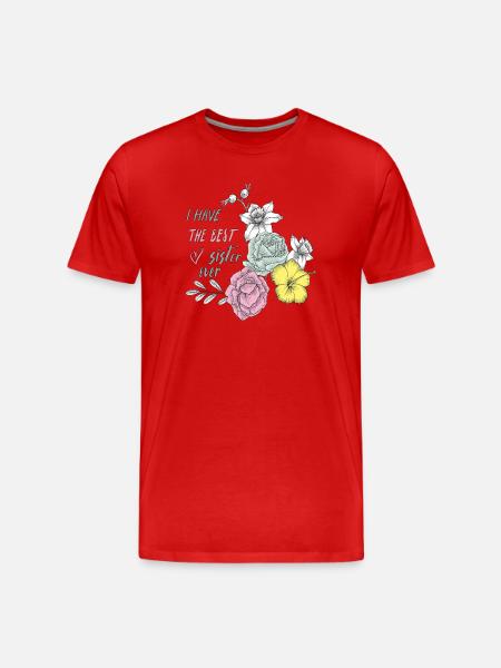 Best Sister Blossoms Heart - Men's Premium Organic T-Shirt - red