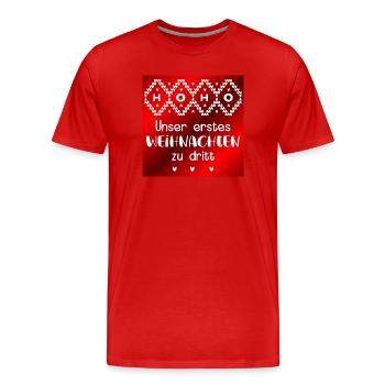 Unser erstes Weihnachten zu dritt - Männer Premium Bio T-Shirt - Rot - Vorne - Damien (186cm)