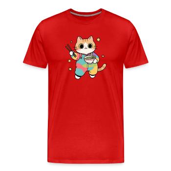 Cat Ramen Bunter Kimono - Männer Premium Bio T-Shirt - Rot - Vorne - Damien (186cm)
