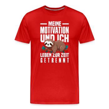 Ma motivation et moi - Paresseux séparé - T-shirt bio Premium Homme - rouge - Devant - Damien (186cm)